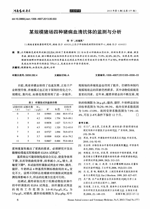 某规模猪场四种猪病血清抗体的监测与分析
