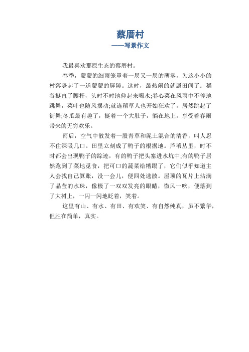 小学生优秀写景习作：蔡厝村