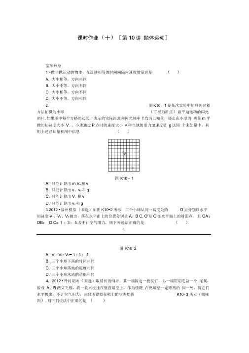 2014届高考物理一轮复习方案第10讲抛体运动.