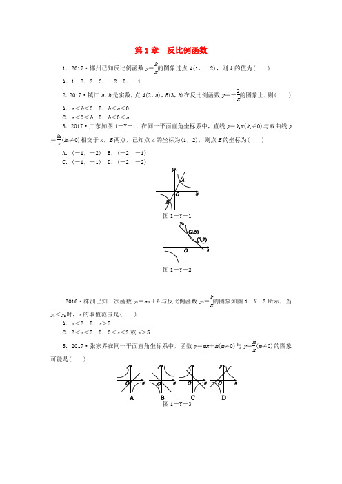 九年级数学上册 第1章 反比例函数练习题 (新版)湘教版