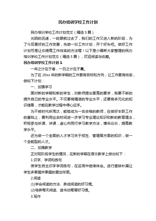 民办培训学校工作计划范文（精选5篇）