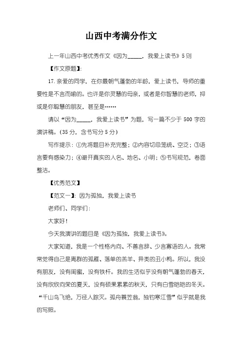山西中考满分作文