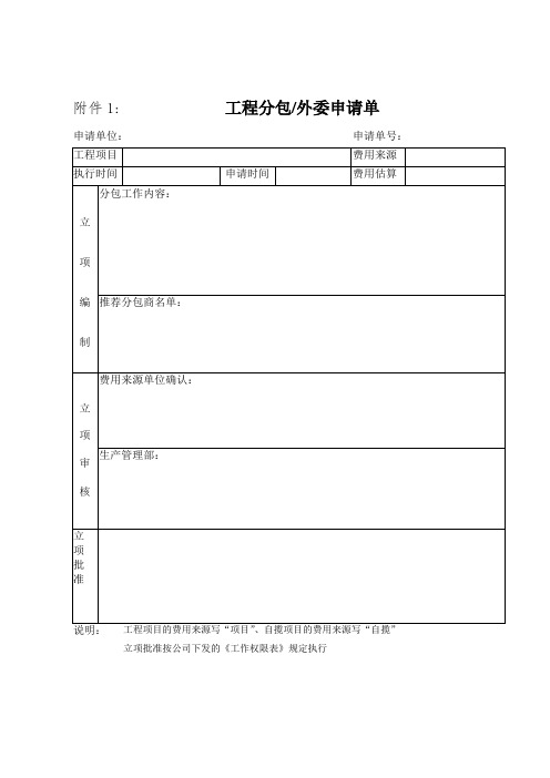 工程分包管理表格