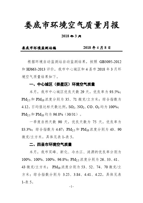 娄底环境空气质量月报