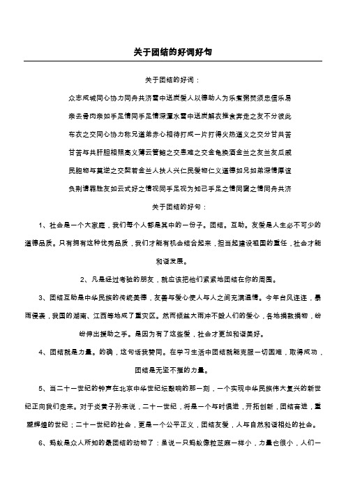 关于团结的好词好句