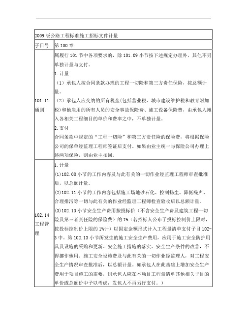 2009公路工程工程量清单计量规则