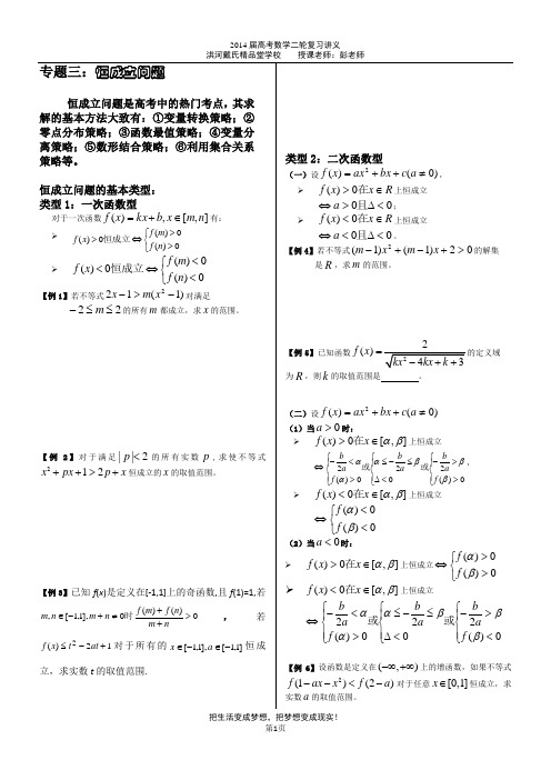 高中数学恒成立问题解决方案