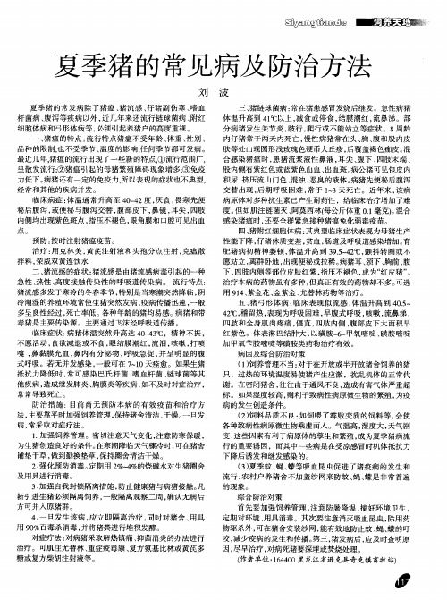 夏季猪的常见病及防治方法
