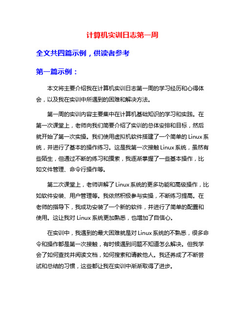 计算机实训日志第一周