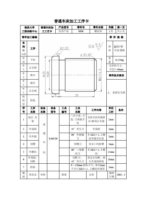 机械工艺卡片【范本模板】