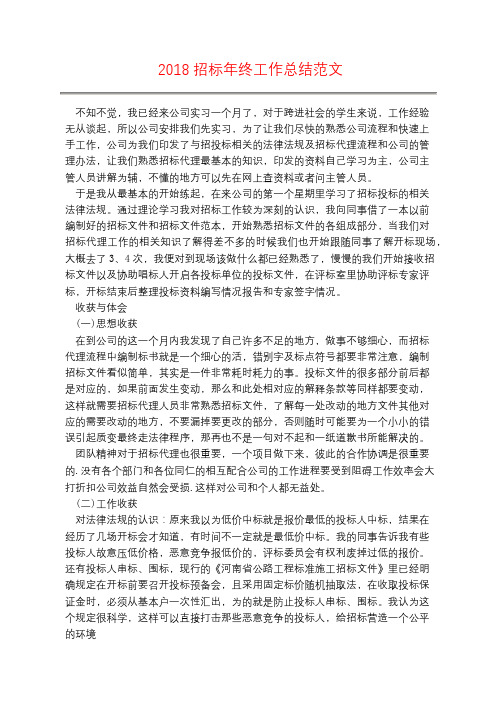 2018招标年终工作总结范文