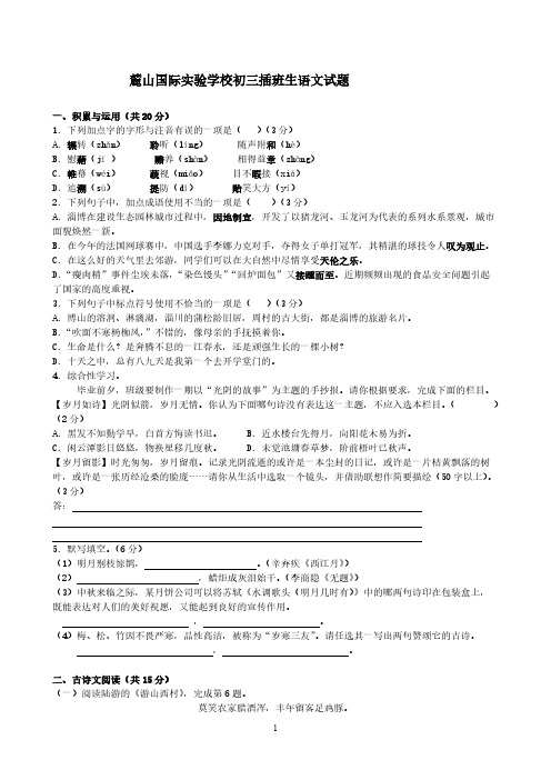 【VIP专享】麓山国际实验学校初三插班生语文试题