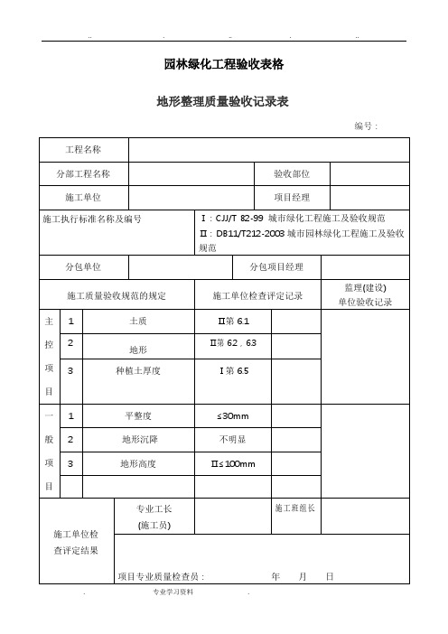 园林绿化工程验收最全表格模板