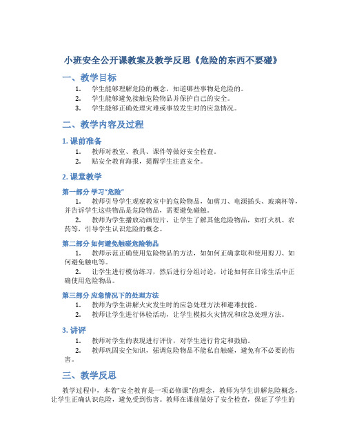 小班安全公开课教案及教学反思《危险的东西不要碰》