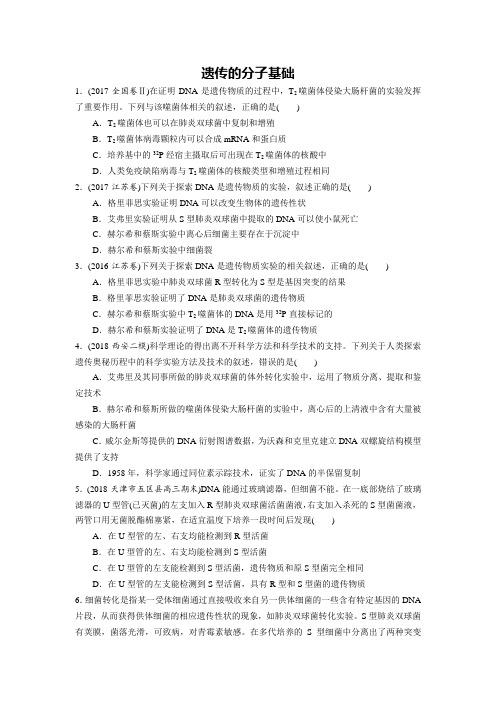 2019届高考生物二轮专题综合训练：遗传的分子基础有解析