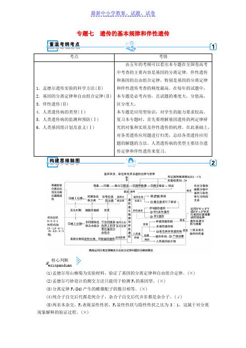 高考生物大二轮复习专题七遗传的基本规律和伴性遗传学案