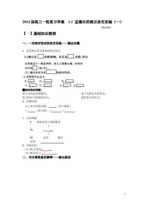 孟德尔豌豆杂交试验一 一轮复习学案