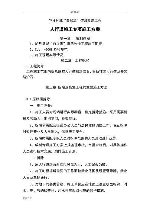 路缘石和人行道专项方案设计