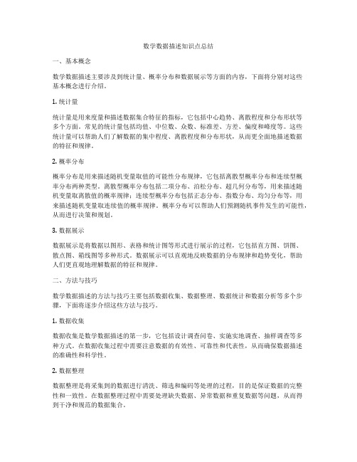 数学数据描述知识点总结