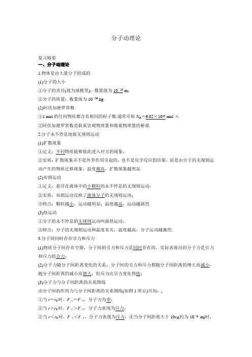 【精品】2019年高考物理二轮复习专题讲义：热学专题 081.分子动理论 Word版含答案