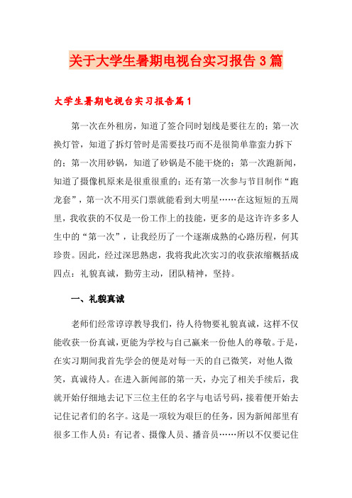 关于大学生暑期电视台实习报告3篇