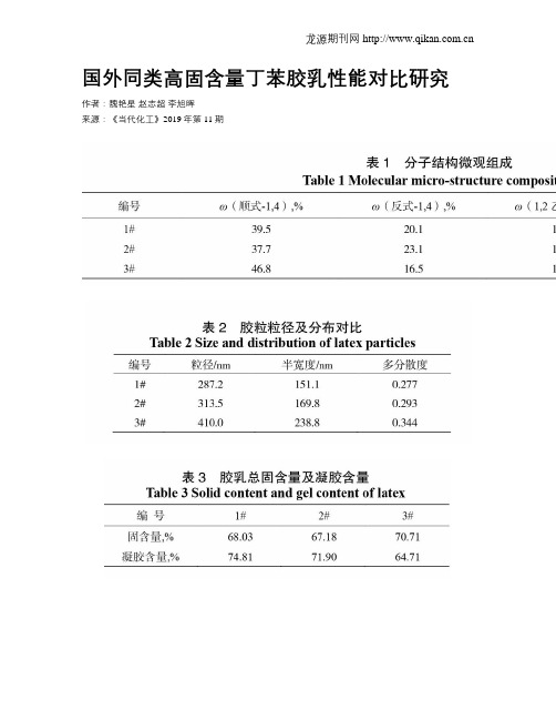 国外同类高固含量丁苯胶乳性能对比研究