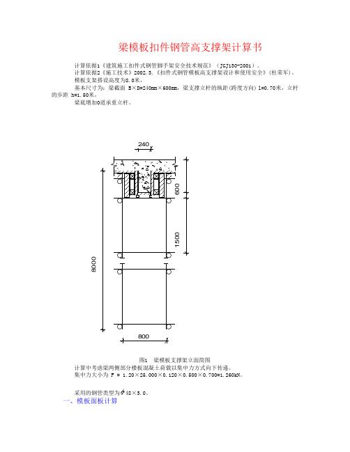 8m梁模板支架计算240,600