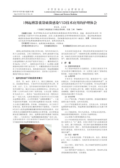 1例起搏器囊袋破溃感染VSD技术应用的护理体会