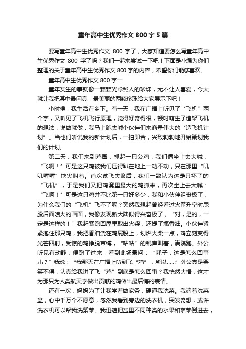 童年高中生优秀作文800字5篇