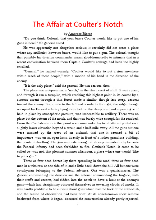 高中生经典英文小说阅读欣赏与写作系列The Affair at Coulter's Notch