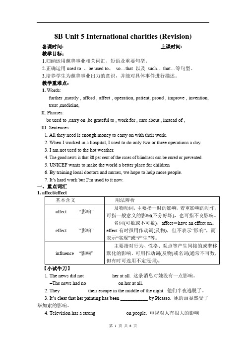 苏教版牛津英语8B Unit 5 International charities复习教案