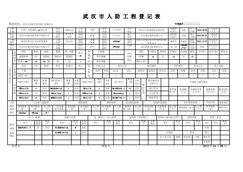 武汉市人防工程登记表  万科