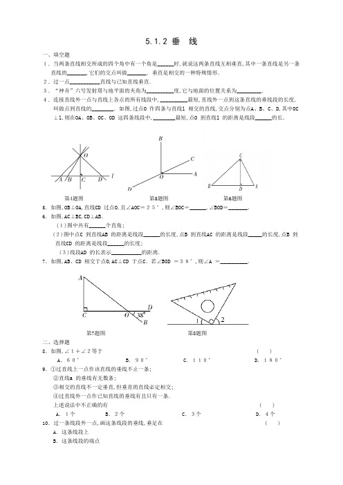 人教版七年级数学下册5.1.2 垂线 2 同步练习