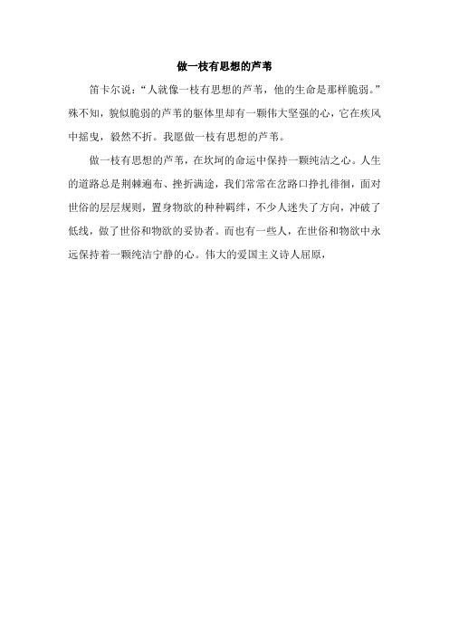 做一枝有思想的芦苇