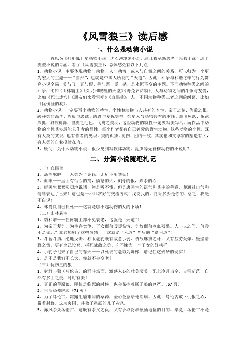 《风雪狼王》读后感