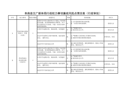 行政审批廉政风险点情况一览表
