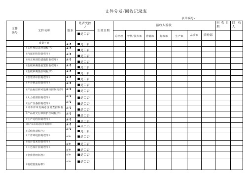 文件分发回收记录表