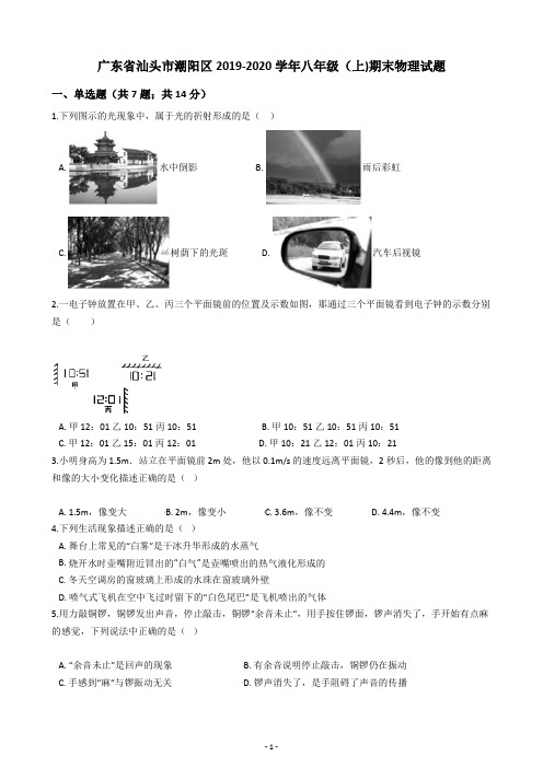 广东省汕头市潮阳区2019-2020学年八年级(上)期末物理试题及答案解析