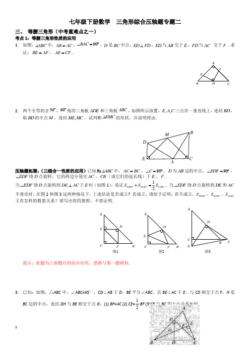 北师大版七年级下册数学  三角形综合压轴题专题二