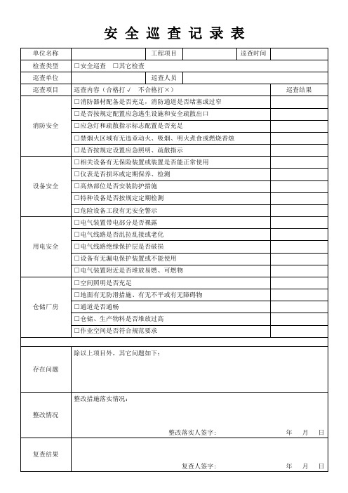 每日安全巡查记录表