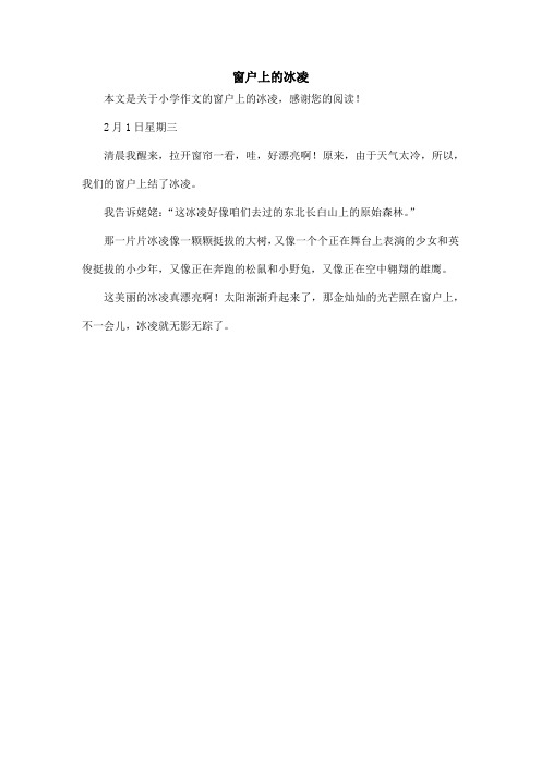 窗户上的冰凌_小学作文