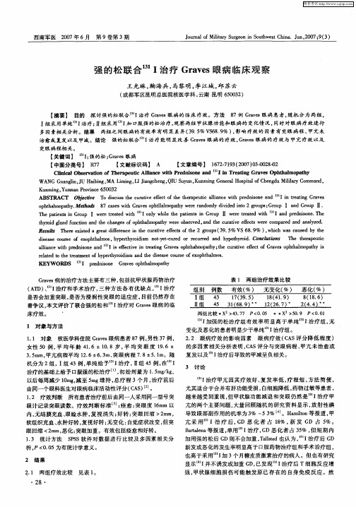 强的松联合 131I治疗Graves眼病临床观察