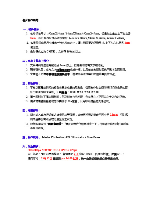名片制作规范