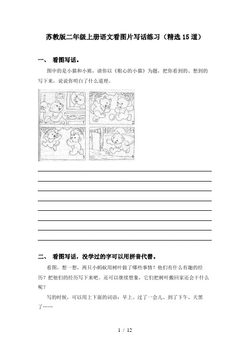 苏教版二年级上册语文看图片写话练习(精选15道)
