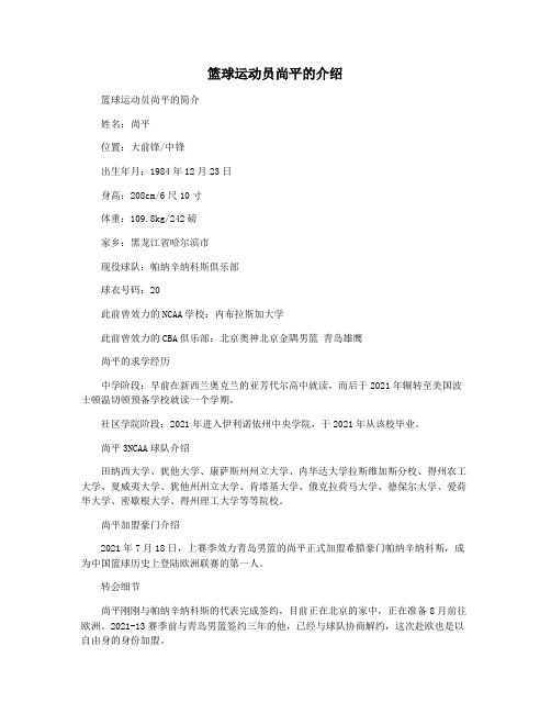 篮球运动员尚平的介绍