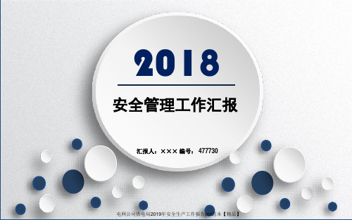 电网公司供电局2019年安全生产工作报告ppt范本【精品】