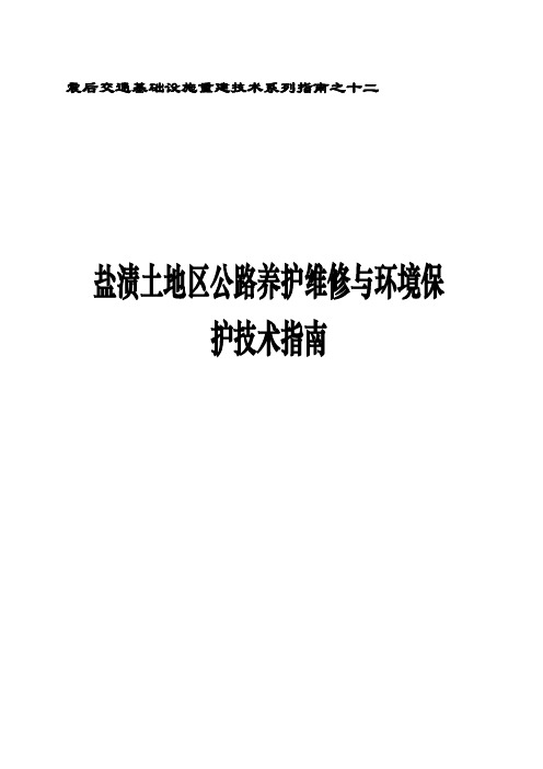 盐渍土地区公路养护维修与环境保护技术指南