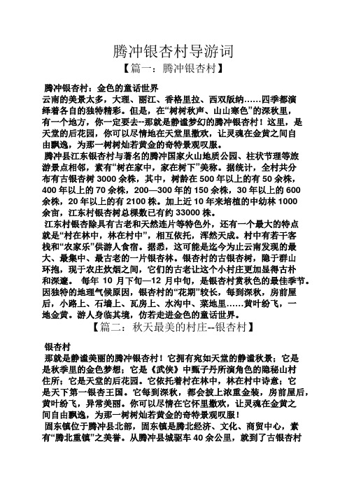 腾冲银杏村导游词