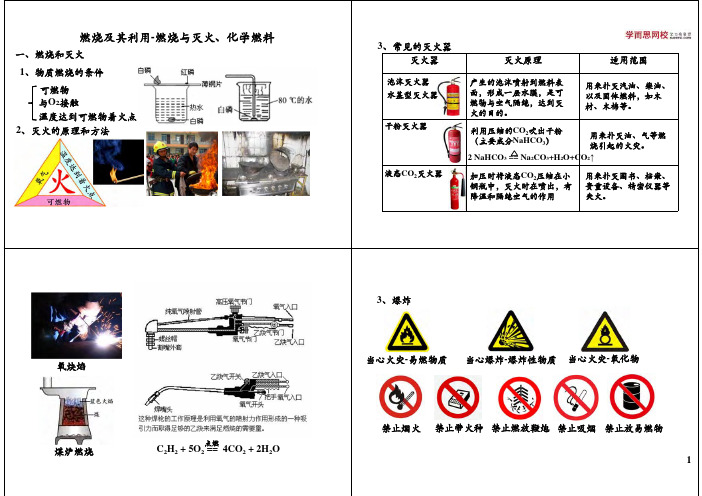 中考 化学燃烧及其利用-燃烧与灭火、化学燃料