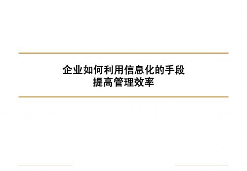 企业如何利用信息化的手段提高管理效率